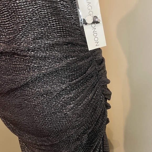 NWT Maggy London Women’s Shimmering Dark Gray Midi Dress Size 10 - Picture 3 of 7